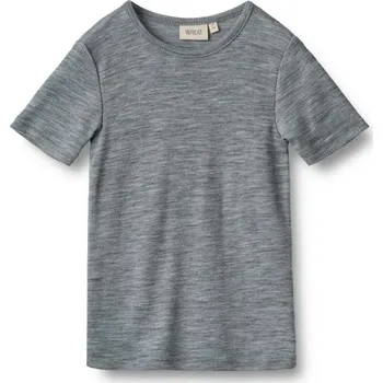 Dětské triko s krátkým rukávem z merino vlny šedé melange grey Wheat Velikost: 110