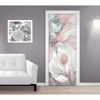 Fototapeta Samolepící fototapeta na dveře - Pastelová ilustrace květů