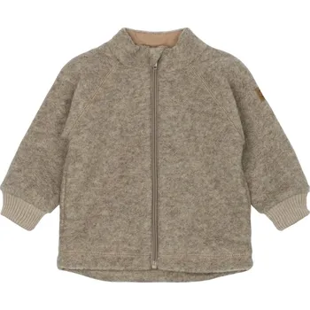 Chlapecká mikina Dětská mikina s podšívkou na zip merino-fleece barva hnědá Melange Denver Mikk-Line Velikost: 80