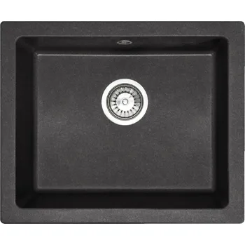 Granitový dřez Rea Nels, 1-komorový granitový dřez 560x465x200 mm, černá skvrnitá, ZLE-00114