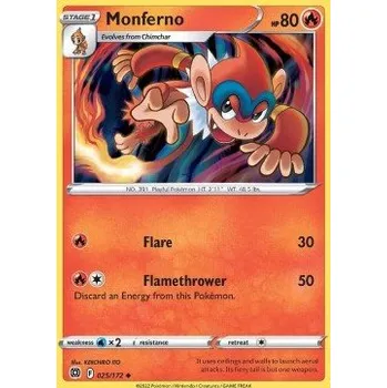 Sběratelská karetní hra Pokémon BRS 025/172 Monferno - Brilliant Stars Stav: Near Mint, Verze: NORMAL