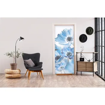 Fototapeta Samolepící fototapeta na dveře - Něžné modré květy