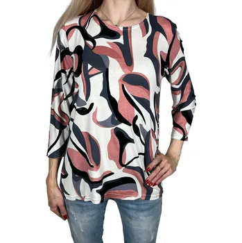 Dámská růžová halenka s dlouhým rukávem DIANA Barva: Růžová, Velikost: 4XL