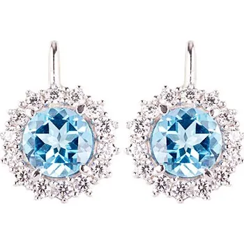 Prsten topaz - stříbrné náušnice - květina (2073-4TZ) povrchová úprava: rhodiované