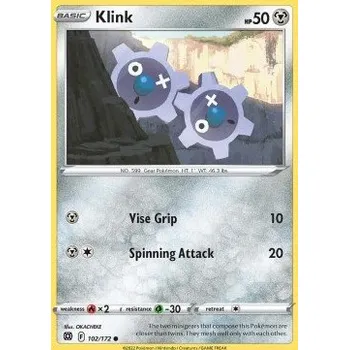 Volný čas Pokémon BRS 102/172 Klink - Brilliant Stars Stav: Near Mint, Verze: NORMAL