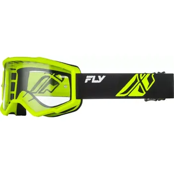 Motocyklové brýle MX brýle FLY Focus (černé/Hi-vis - čiré plexi), motokrosové brýle