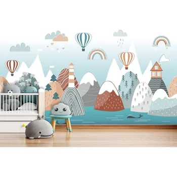 Fototapeta Dětská fototapeta na zeď - Dětská krajina z balóny Typ: Samolepící vinylová