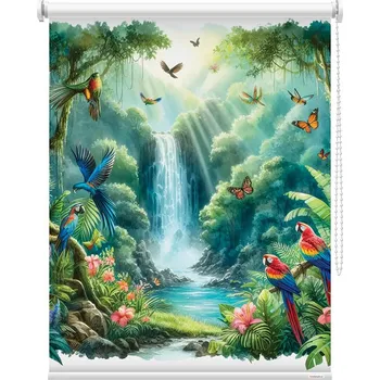 Roleta Fotoroleta - Tropický ráj s papoušky Látka: Zatemňující