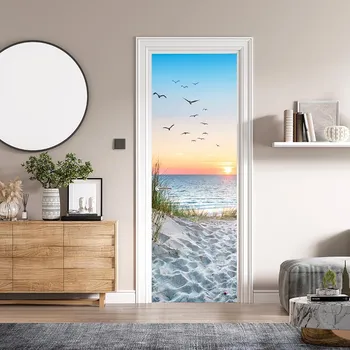 Fototapeta Samolepící fototapeta na dveře - Pláž při západu slunce