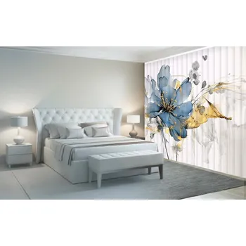 Žaluzie Vertikální fotožaluzie - Elegantní květ v modré Látka: Zatemňující