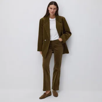 Dámské kalhoty Reserved Manšestrové kalhoty světle olivová S