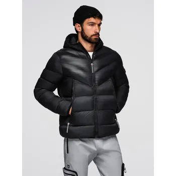 Pánská casual bunda Ombre Modern quilted men's jacket of combined materials - black Ombre černá 3428264