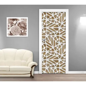 Fototapeta Samolepící fototapeta na dveře - 3D Mřížka na dřevě