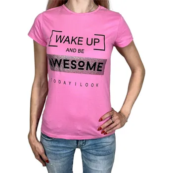 Serenad Dámské růžové tričko s krátkým rukávem AWESOME Barva: Růžová, Velikost: S-M