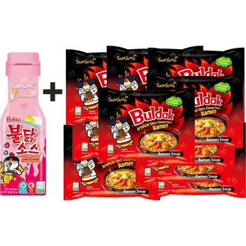 Samyang Buldak ramen - Buldak Ramen set omáčka Carbonara 200g + 10 balení Buldak Stew 145g Samyang