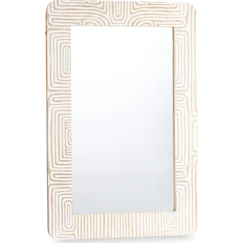 Zrcadlo Giftdecor Nástěnné zrcadlo v mangovém dřevěném rámu LINES&CURVES, 60 x 90 cm