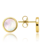 Olivie MINET Elegantní zlaté náušnice s bílou perletí Au 585/1000