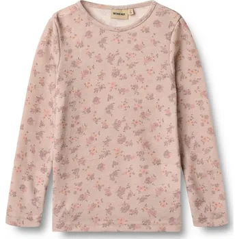 Dětské triko s dlouhým rukávem z merino vlny růžové Wheat - Lilac flowers Velikost: 116