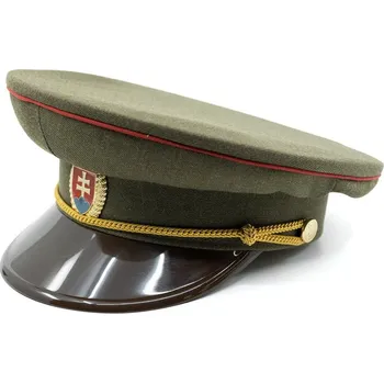 Čepice Brigadýrka SK zlatý odznak, kšilt plast, červená linka ZELENÁ