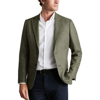 Pánská casual bunda Charles Tyrwhitt Wool Texture Twill Jacket — Moss Green