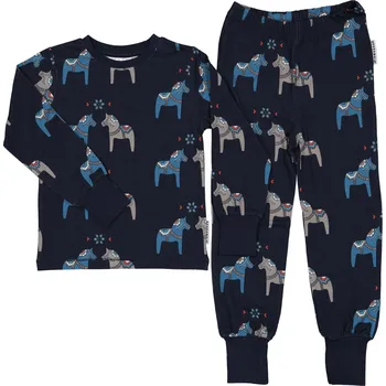 Chlapecké pyžamo Bambusové dvoudílné rostoucí pyžamo Geggamoja - Navy Dala horse Velikost: 98/104