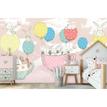 Fototapeta Dětská fototapeta na zeď - Létající zvířátka v hrníčku Typ: Samolepící vinylová