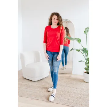 Dámské tričko Dámské tričko BASIC 3/4 rukáv červené - TRBA34REXXL
