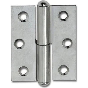 Nábytkové kování Rovný nábytkový pant - půlkulatá hlava pravá, 50x40 mm, ocel poniklovaná