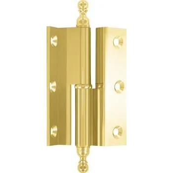 pant Stylový nábytkový pant s prohnutím D, ozdobná hlava 19 levý, 50×33 mm, mosaz leštěná