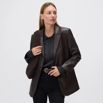 Reserved - Sako z umělé kůže - tmavě hnědá - 273GF-89X - 273GF-89X-L