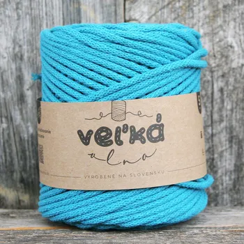 Příze VEĽKÁvlna VEL'KÁvlna bavlněná šňůra na háčkování 5mm Tyrkys
