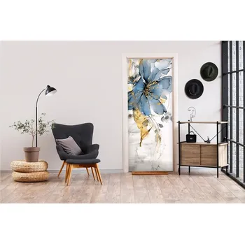 Fototapeta Samolepící fototapeta na dveře - Elegantní květ v modré