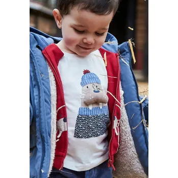 Chlapecké tričko Dětské bavlněné tričko s dlouhým rukávem Mayoral modrá barva, s potiskem, 2070 2070.3E.Baby.9BYA 55X, vel. 104