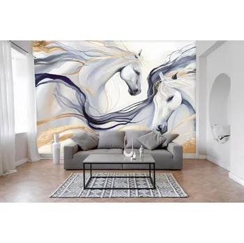 Fototapeta Fototapeta na zeď - Tanec bílých koní Typ: Vliesová