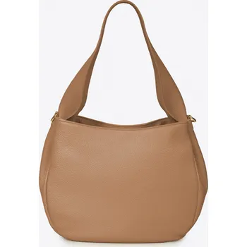 Kabelka Vera Pelle IT Italská světle hnědá kožená kabelka z hladké kůže