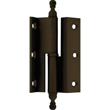 pant Stylový nábytkový pant s prohnutím D, ozdobná hlava 19 levý, 50×33 mm, mosaz brunírovaná