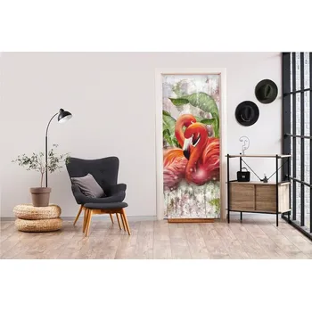 Fototapeta Samolepící fototapeta na dveře V objetí plameňáků