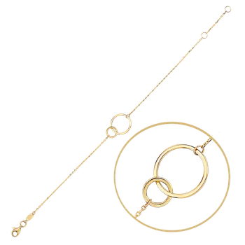 Náramek Olivie MINET Zlatý náramek spojené kroužky Au 585/1000