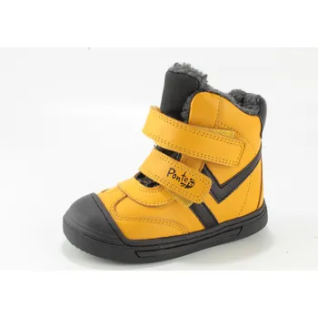 Dívčí obuv Dětské kožené zimní boty Ponte PVB224-2785 zateplené žlutá 28
