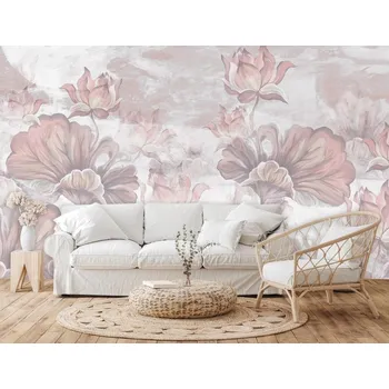 Fototapeta Fototapeta na zeď - Grafické květy na staré zdi Typ: Vliesová