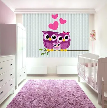Žaluzie Vertikální fotožaluzie - Sovičky se srdíčky Látka: Klasická