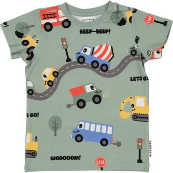 Dívčí oblečení Dětské bambusové tričko s krátkým rukávem Green tractor Geggamoja Velikost: 110/116