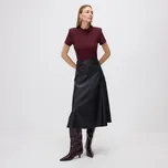 Reserved - Koženková midi sukně - černý - 708EH-99X - 708EH-99X-S