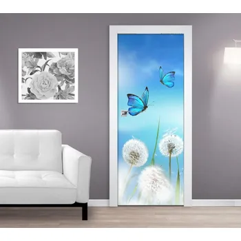 Fototapeta Samolepící fototapeta na dveře - Motýli s pampeliškou