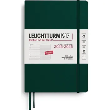 Diář Weekly Planner Notebook 2026 Medium (A5) 18 Months Forest Green