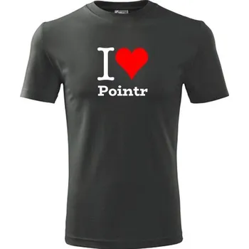 Pánská móda Grafitové tričko I love Pointr - dárek pro pejskaře - barva antracit - velikost M