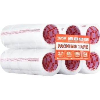 Lepicí páska VEVOR Průhledná balicí páska , jádro 3 palce, 24 rolí, balicí páska 3 palce x 65 yardů, tloušťka 2,7 mil, odolná balicí páska určená pro stěhování, skladování a balení, přepravu a zasílání poštou, kancelář