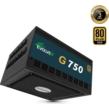 Počítačový zdroj EVOLVEO G750 zdroj 750W, 80+ GOLD, ATX 3.1, aPFC, 140 mm ventilátor, záruka 3 roky, černý