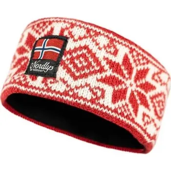Zimní čelenka Nordlys of Norway Norská vlněná čelenka - Mønstret červená