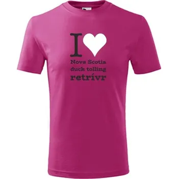 Chlapecké tričko Purpurové dětské tričko I love Nova Scotia duck tolling retrívr - dárek pro malého pejskaře / pejskařku - barva purpurová - velikost 4roky